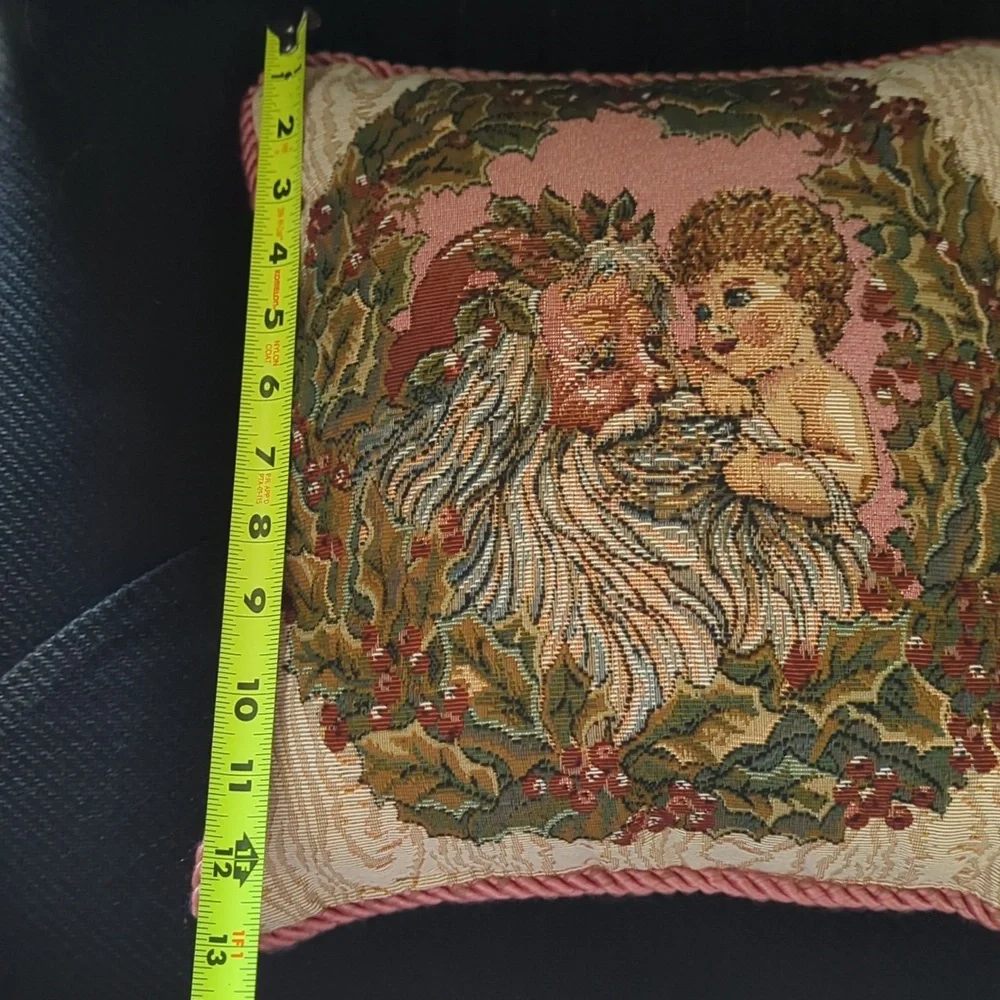 Christmas Tapestry Throw Pillow - Santa with Angel Baby 13